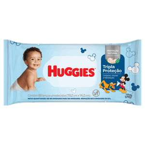 Lenço Umedecido Infantil Disney Baby Huggies Tripla Proteção Pacote 88 Unidades