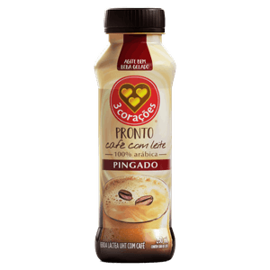 Bebida Láctea UHT Café com Leite Pingado 3 Corações Frasco 260ml