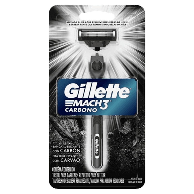 Aparelho-Recarregavel-e-Carga-para-Barbear-Gillette-Mach3-Carbono