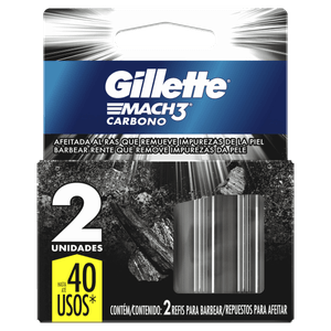 Carga de Aparelho para Barbear Gillette Mach3 Carbono 2 Unidades