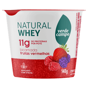 Iogurte Desnatado Bicamadas Frutas Vermelhas Zero Lactose Verde Campo Natural Whey Pote 140g