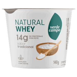 Iogurte Desnatado Tradicional Zero Lactose Verde Campo Natural Whey Pote 140g