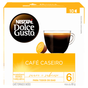 Café em Cápsula Torrado e Moído Caseiro Nescafé Dolce Gusto Caixa 80g 10 Un