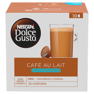 Café au Lait em Cápsula Desnatado Nescafé Dolce Gusto Caixa 100g 10 Un