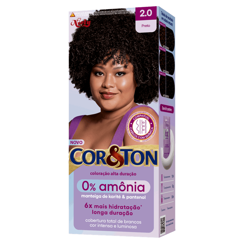 Kit Coloração Creme 2 0 Preto Niely Cor&Ton