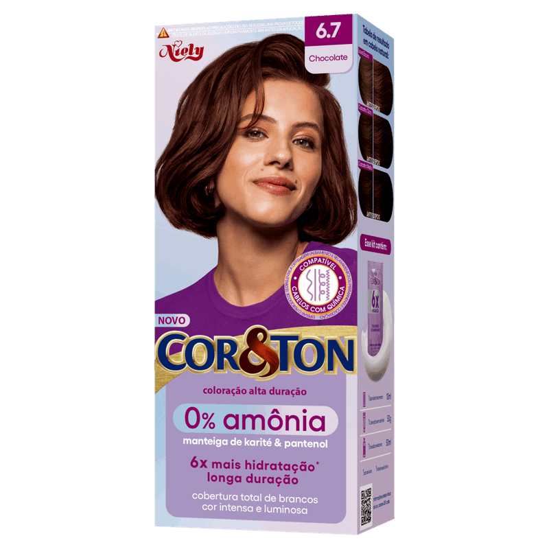 Kit Coloração Creme 6 7 Chocolate Niely Cor&Ton