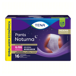 Roupa Íntima Descartável Unissex Tena Pants Noturna P/M Pacote 16 Unidades Embalagem Econômica