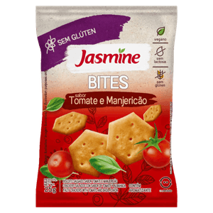 Biscoito Vegano Tomate e Manjericão sem Glúten Zero Lactose Jasmine Bites Pacote 25g