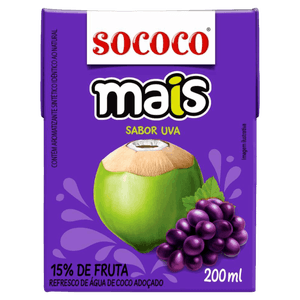 Água de Coco Uva Sococo Mais Caixa 200ml