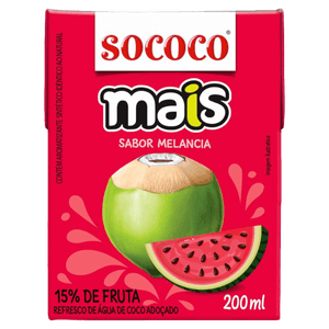 Água de Coco Melancia Sococo Mais Caixa 200ml