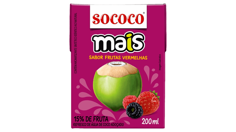 Água de Coco Frutas Vermelhas Sococo Mais Caixa 200ml - giassi
