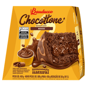 Panettone Chocolate Recheio Mousse Cobertura Chocolate Bauducco Chocottone Caixa 450g