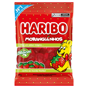 Bala de Gelatina Moranguinhos Haribo Pacote 75g