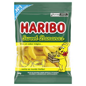 Bala de Gelatina Sweet Bananas Haribo Pacote 80g