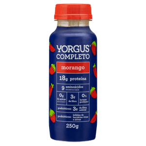 Iogurte Desnatado Morango Zero Lactose Yorgus Completo Frasco 250g