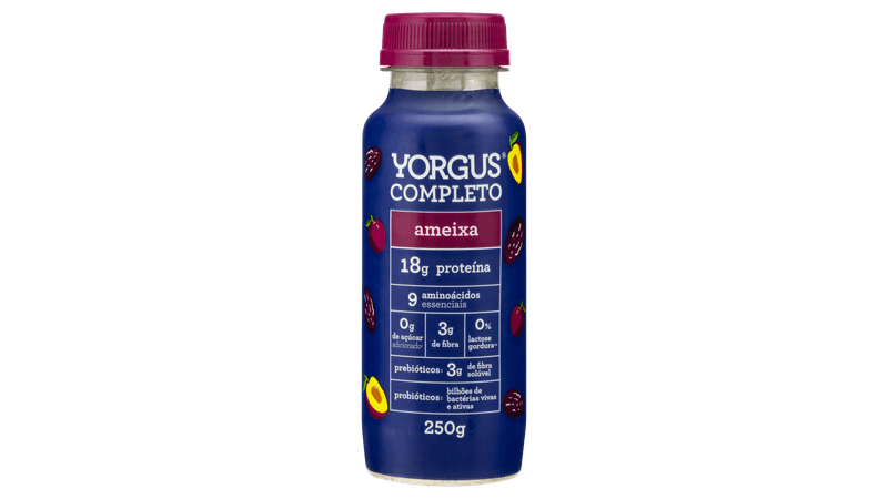 Iogurte Desnatado Ameixa Zero Lactose Yorgus Completo Frasco 250g