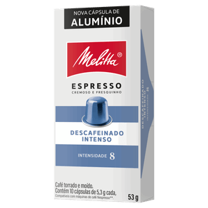 Café em Cápsula Torrado e Moído Espresso Intenso Descafeinado Melitta Caixa 53g 10 Unidades