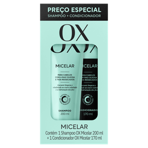 Kit Shampoo 200ml + Condicionador 170ml OX Cosméticos Micelar