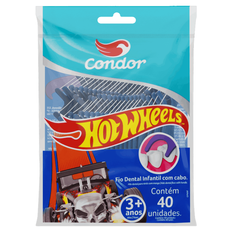 Fio-Dental-Infantil-com-Cabo-Hot-Wheels-Condor-40-Unidades