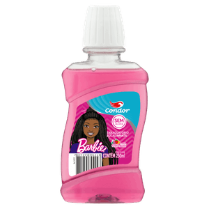 Enxaguante Bucal Infantil Zero Álcool Tutti-Frutti Barbie Condor Frasco 250ml