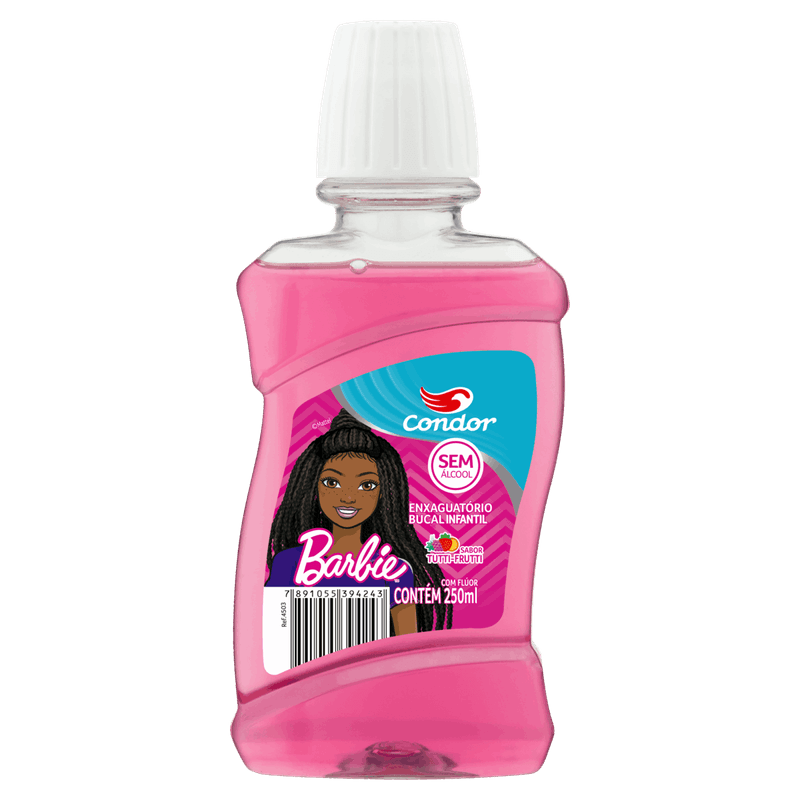 Enxaguante-Bucal-Infantil-Zero-Alcool-Tutti-Frutti-Barbie-Condor-Frasco-250ml