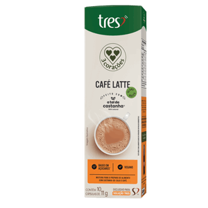 Café com Leite em Cápsula Latte Vegano 3 Corações Caixa 10 Unidades 11g Cada