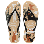 Chinelo-Dourado-Preto-Slim-Pets-Havaianas-n°-33-34