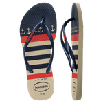 Chinelo-Bege-Palha-Marinho-Slim-Nautical-Havaianas-n°-33-34