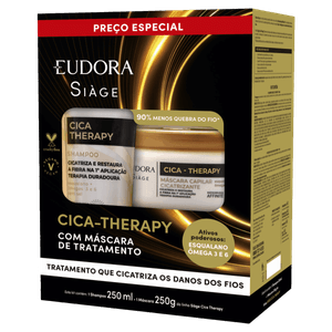 Kit Shampoo 250ml + Máscara de Tratamento 250g Eudora Siàge Cica Therapy