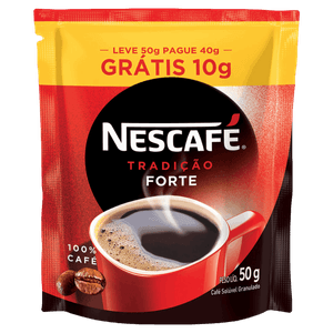 Café Solúvel Granulado Forte Nescafé Tradição Sachê Leve 50g Pague 40g