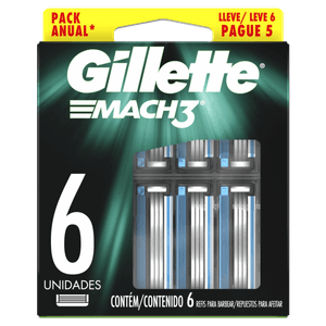 Carga de Aparelho para Barbear Gillette Mach3 Leve 6 Pague 5 Unidades