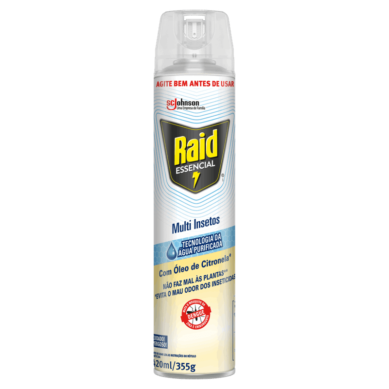 Inseticida-Aerossol-Multi-Insetos-Oleo-de-Citronela-Raid-Essencial-Frasco-420ml-Spray