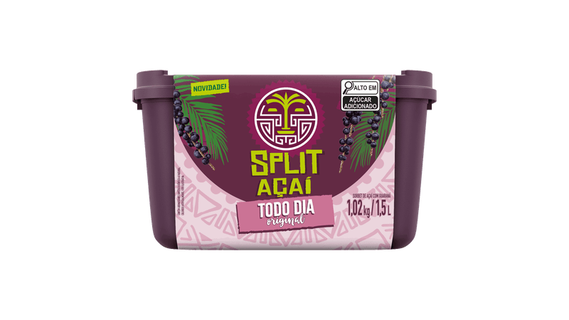 Sorbet Açaí com Guaraná Original Split Açaí Todo Dia Pote 1,5l