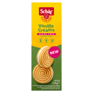 Biscoito Vegano Recheio Creme de Baunilha sem Glúten Schär Caixa 115g