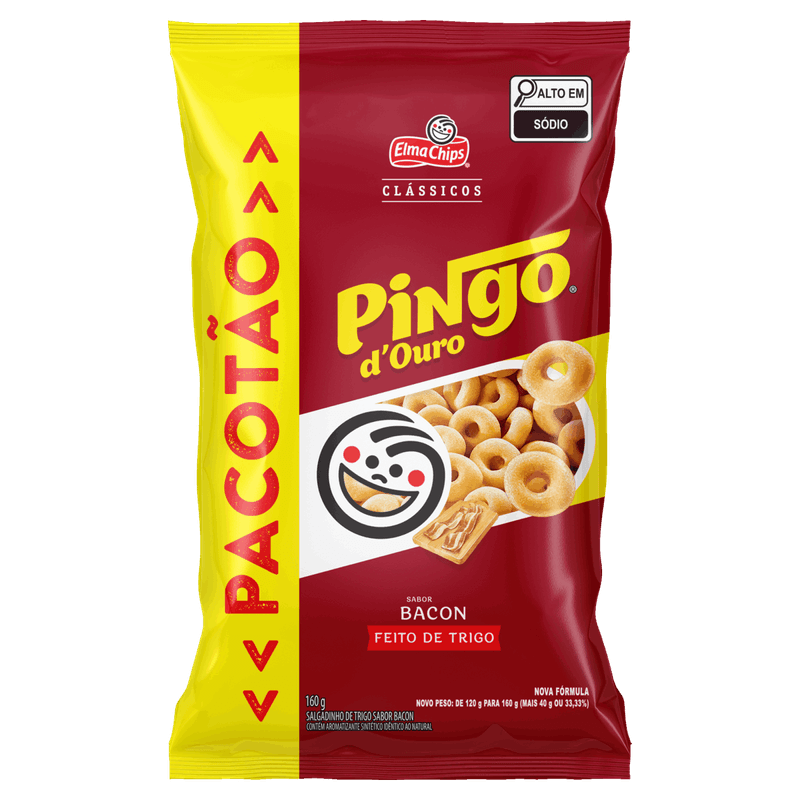 Salgadinho-de-Trigo-Bacon-Elma-Chips-Pingo-d-Ouro-Classicos-Pacotao-160g