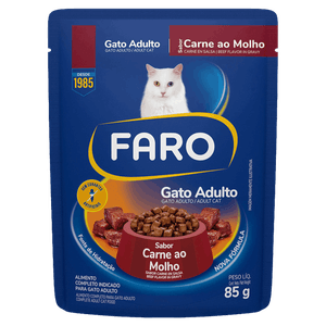 Alimento para Gatos Adultos Carne ao Molho Faro Sachê 85g