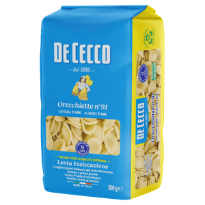 Macarrão de Sêmola de Trigo Grano Duro Orecchiette 91 De Cecco Pacote 500g