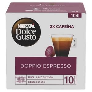 Café em Cápsula Torrado e Moído Doppio Espresso Nescafé Dolce Gusto Caixa 80g 10 Unidades