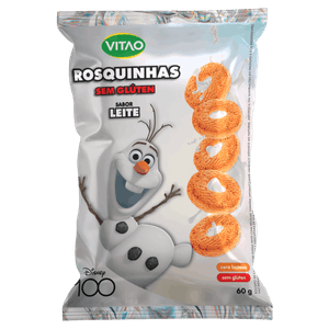 Biscoito Rosquinha Vegano Leite sem Glúten Frozen Vitao Pacote 60g