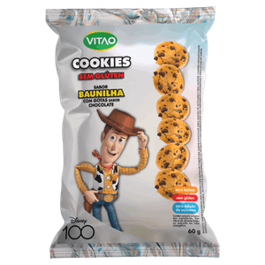 Biscoito Cookie Vegano Baunilha com Gotas de Chocolate sem Glúten Toy Story Vitao Pacote 60g