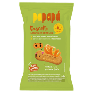 Biscoito Laranja e Cenoura Papapá Biscotti Pacote 60g