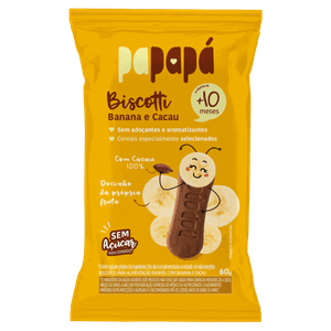 Biscoito Banana e Cacau Papapá Biscotti Pacote 60g