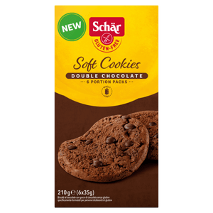 Biscoito Cookie Double Chocolate sem Glúten Schär Soft Caixa 210g