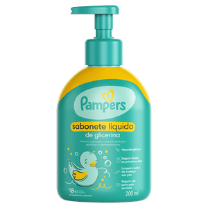 Sabonete Infantil Líquido de Glicerina da Cabeça aos Pés Pampers Frasco 200ml