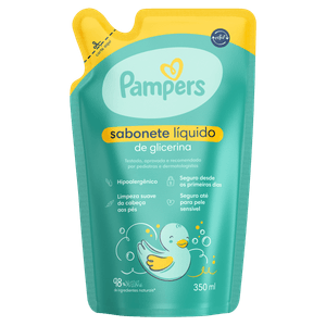 Sabonete Infantil Líquido de Glicerina da Cabeça aos Pés Pampers Sachê 350ml Refil