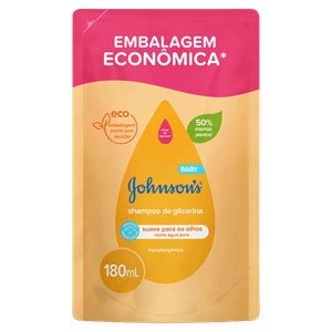 Shampoo de Glicerina Johnson's Baby Sachê 180ml Embalagem Econômica