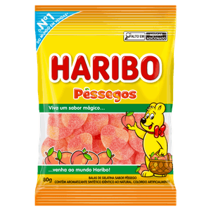 Bala de Gelatina Pêssego Haribo Pacote 80g