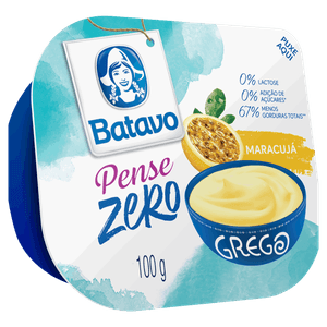 Iogurte Parcialmente Desnatado Grego Maracujá Zero Lactose Batavo Pense Zero Pote 100g