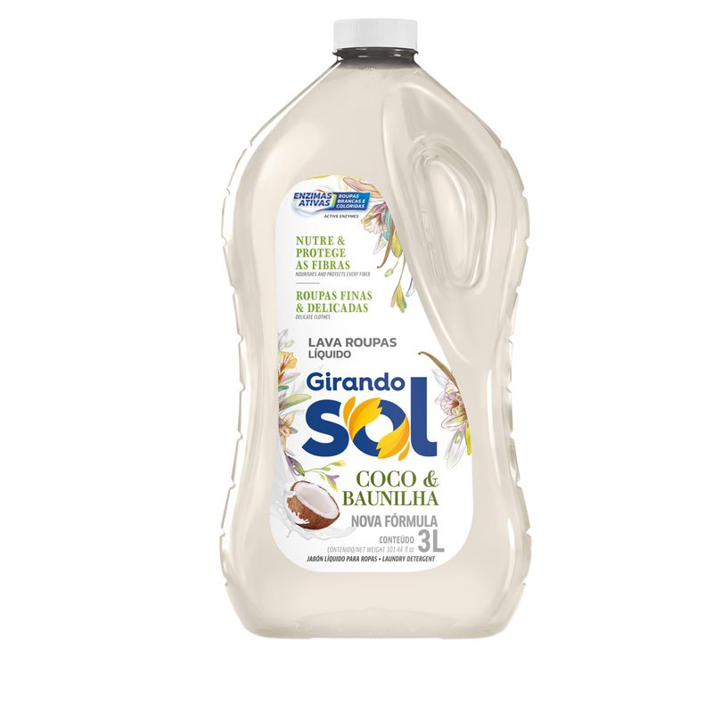 Lava-Roupas-Liquido-Roupas-Brancas-e-Coloridas-Coco---Baunilha-Girando-Sol-Frasco-3l