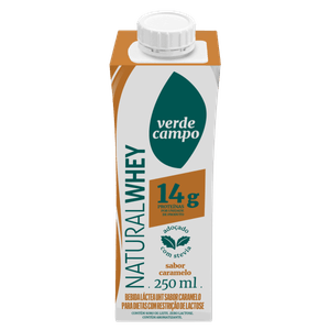 Bebida Láctea UHT Caramelo Zero Lactose Verde Campo Natural Whey Caixa 250ml